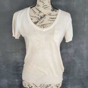 Chic Cream V-Neck Short Sleeve Knit Top